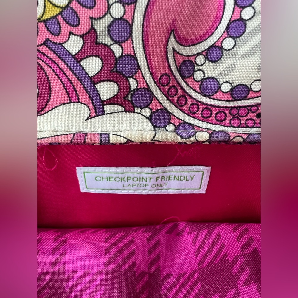 VERA BRADLEY -  Purple and Pink Paisley Tote - Laptop Section - Picture 5 of 15